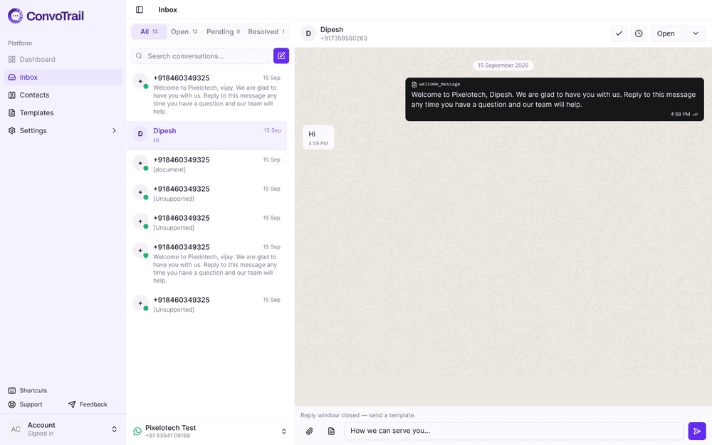 ConvoTrail shared inbox interface
